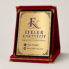 Efeler Kartvizit kırmızı kadife kutulu kişiye özel plaket 19x24,5 cm